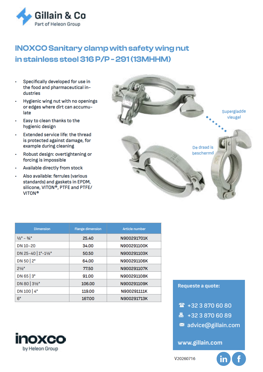 Inoxco sanitary clamp